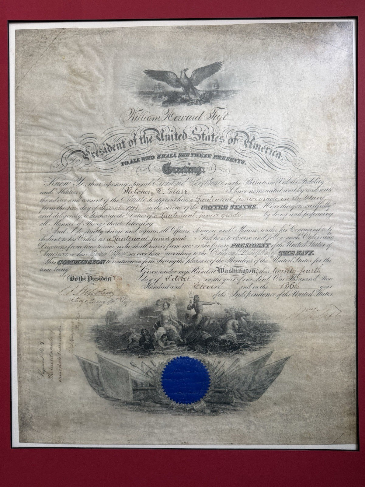 President Taft Signed Document 