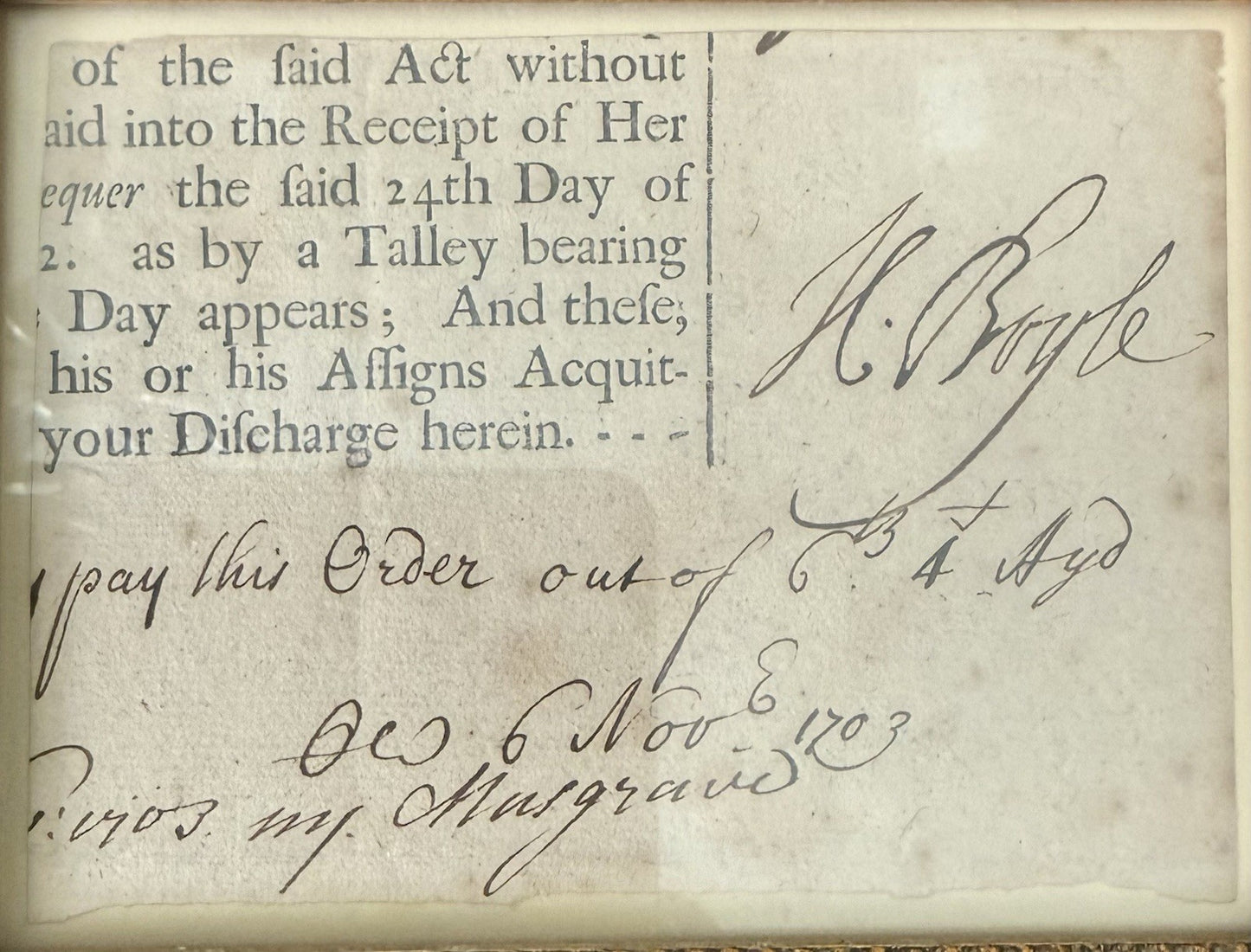 1703 H Boyle Signed Document 