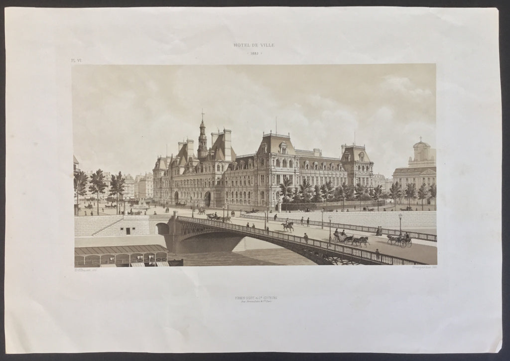 Special: Hotel De Ville, 1883; Hoffbauer original lithograph, 17 x 12 inches